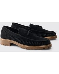 BoohooMAN - Faux Suede Weave Track Sole Loafer - Lyst