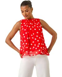 Roman - Spot Print Double Layered Pleated Top - Lyst