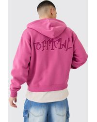 BoohooMAN - Official Graffiti Boxy Fit Zip Through Hoodie - Lyst