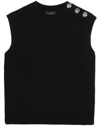 Ted Baker - Rondher Rose Button Crew Neck Tank Top Wool - Lyst