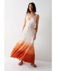 Warehouse - Crinkle Viscose Ombre Tiered Tie Maxi Dress - Lyst