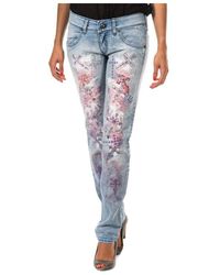 Met - Long Ripped Effect Denim Pants With Skinny Hems F054176 Woman Cotton - Lyst