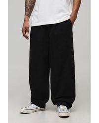 BoohooMAN - Balloon Fit Half & Waistband Washed Twill Trouser - Lyst