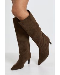 Boohoo - Wide Fit Knee High Column Stiletto Mid Boots - Lyst