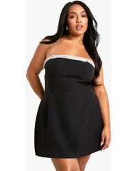 Boohoo - Plus Diamante Trim Skater Mini Dress - Lyst
