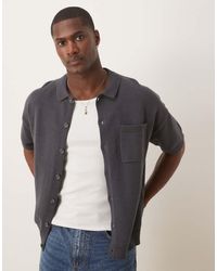 ASOS - Relaxed Midweight Knitted Cotton Button Through Polo - Lyst