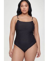 Boohoo - Plus Trim Square Neck Swimsuit - Lyst