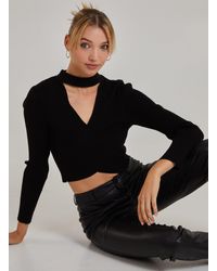Pink Vanilla - Choker Twist Front Knit Top - Lyst
