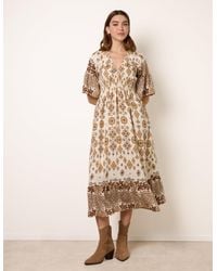 Blue Vanilla - V Neck Border Print Dress - Lyst