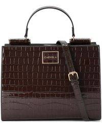 Carvela Kurt Geiger - Croc-Embossed Brown Leather Midi Tote - Lyst