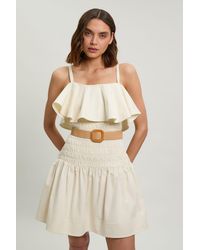 Karen Millen - Cotton Poplin Contrast Stitch Belted Mini Dress - Lyst