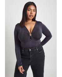 Boohoo - Plus Trim Keyhole Bodysuit - Lyst