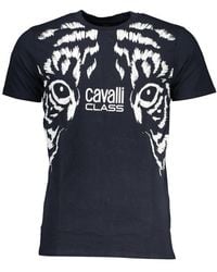 Roberto Cavalli - Blauwe Tijger Grafische Tee Korte Mouwen - Lyst