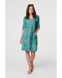 Izabel London - Floral 3/4 Sleeve Short Shift Dress - Lyst