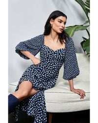 Quiz - Floral Split Front Midi Dress - Lyst