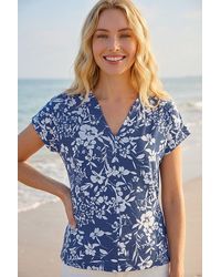 Roman - Floral Notch Neck T-Shirt - Lyst