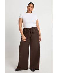 Boohoo - Plus Woven Elasticated Waist Drawstring Wide Leg Trouser - Lyst