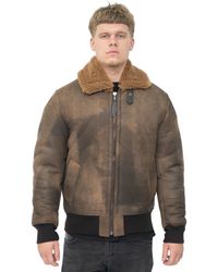 Infinity Leather - Antique Sheepskin Bomber Jacket-Algorta - Lyst