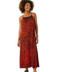 Roman - Abstract Print Trim Detail Midi Dress - Lyst