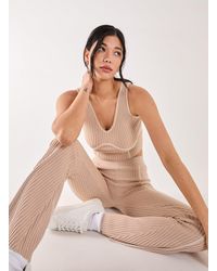 Pink Vanilla - Two Tone Rib Corset Detail Top - Lyst