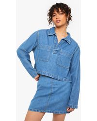 Boohoo - Denim Collared Rugby Shirt - Lyst