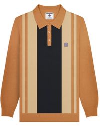 Lambretta - Aw24 Vintage Panelled Long-Sleeved Polo Shirt (Tobacco) - Lyst