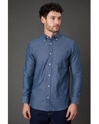 MAINE - Dark Textured Chambray Long Sleeve Shirt Cotton - Lyst