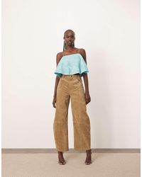 ARRANGE - Sydney Suede High Waisted Barrel Trouser - Lyst