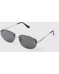 BoohooMAN - Rectangular Rimless Tinted Sunglasses - Lyst