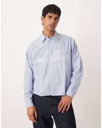 ASOS - Boxy Oversized Striped Shirt With Embroidery - Lyst