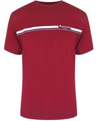 Aquascutum - Active Cotton Stripes Bordeaux Burgundy T-Shirt - Lyst