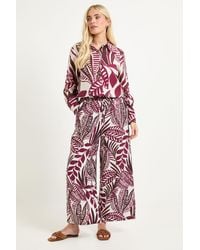 Wallis - Petite Tropical Print Wide Leg Trouser - Lyst