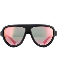 Moncler - Aviator Shiny With Leather Mirror Sunglasses - Lyst