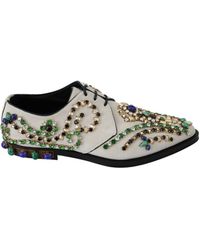 Dolce & Gabbana - Suede Crystal Dress Broque Shoes Leather - Lyst