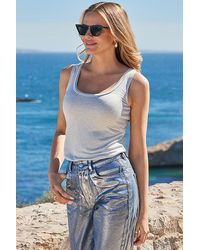 Sosandar - Chiffon Trim Jersey Vest Top - Lyst