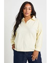 Boohoo - Plus Heavy Cotton Button Detail Collared Rugby Top - Lyst