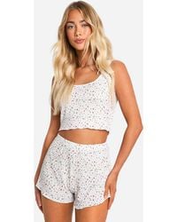 Boohoo - Ditsy Floral Print Vest Top & Shorts Pyjama Set - Lyst