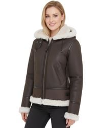 Infinity Leather - Vrouwelijke Creck Bruine Leren Jas Met Capuchon Van Schapenvacht - Lyst