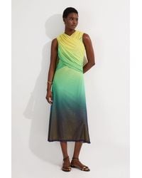 Karen Millen - Petite Sunset Ombre Mesh Wrap Bodice Jersey Maxi Dress - Lyst
