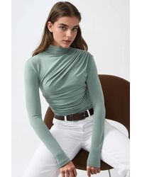Hiccup - High Collar Drape Detail Blouse - Lyst