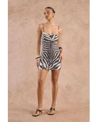 Boohoo - Zebra Print Strappy Mini Dress - Lyst