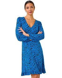 Roman - Abstract V-Neck Short Dress - Lyst