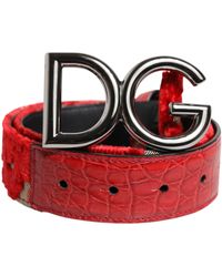 Dolce & Gabbana - Leather Dg Buckle Belt - Lyst