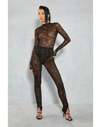 MissPap - Lace High Waist Seam Detail Skinny Trouser - Lyst