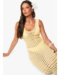 Boohoo - Beach Crochet Scoop Back Tassel Hem Maxi Dress - Lyst