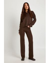 Boohoo - Tall Soft Knit Button Through Cardigan And Wide Leg Trouser Co-Ord - Lyst