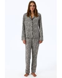 Penti - Noir Garden Leopard Print Long Sleeve Shirt Trousers Pajama Set - Lyst