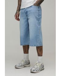 BoohooMAN - Tall Essential Longline Denim Jorts - Lyst