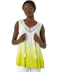 Roman - Cotton Lace Detail Ombre V-Neck Vest Top - Lyst
