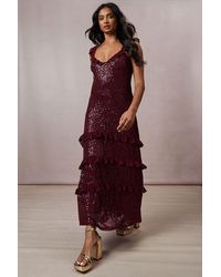 Oasis - Occasion Sequin Ruffle Midaxi Dress - Lyst